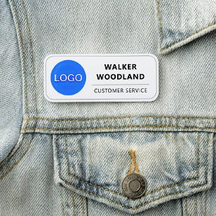 Etiqueta De Nome Logotipo comercial da empresa, funcionário branco