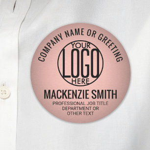 Etiqueta De Nome Logotipo comercial Faux Rosa Metálico Dourado ID d