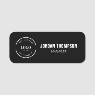 Etiqueta De Nome Logotipo comercial ID de funcionário preto persona