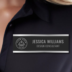 Etiqueta De Nome Logotipo comercial moderno Black Silver
