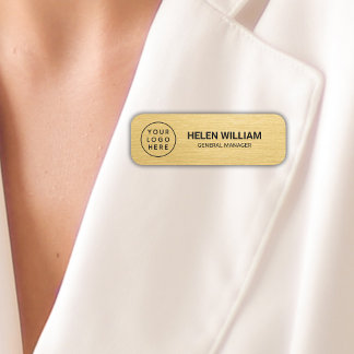 Etiqueta De Nome Logotipo Comercial Personalizado Dourado Elegante