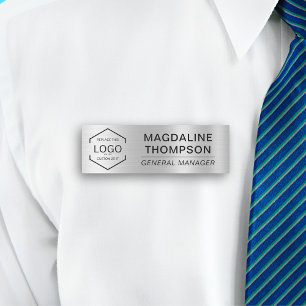 Etiqueta De Nome Logotipo corporativo Cor do Prata Metálico do Func
