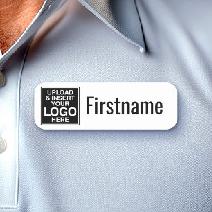 Etiqueta De Nome Logotipo da empresa com área para o nome somente