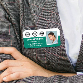 Etiqueta De Nome Logotipo da Empresa Foto de Funcionário Personaliz