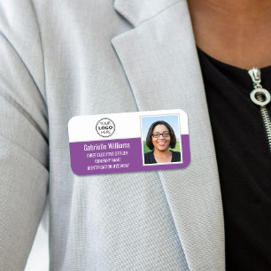 Etiqueta De Nome Logotipo da Empresa Foto do Funcionário Personaliz