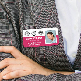 Etiqueta De Nome Logotipo da Empresa Foto Magnética Rosa Personaliz