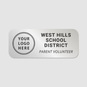 Etiqueta De Nome Logotipo da Escola Crachá de Voluntário dos Pais P