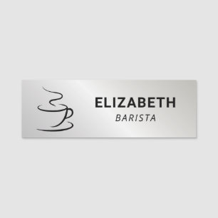 Etiqueta De Nome Logotipo de Cafeteria Prata