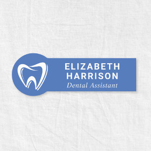 Etiqueta De Nome Logotipo de Dentista Clínica Odontológica Azul