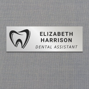 Etiqueta De Nome Logotipo de Dentista Odontologia Prata