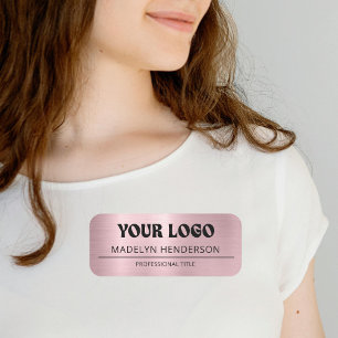 Etiqueta De Nome Logotipo de empresa Dourado Rosa metálico para fun