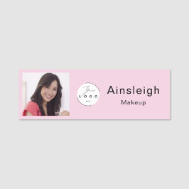 Etiqueta De Nome Logotipo de Foto de Maquiagem Rosa Bege