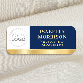 Etiqueta De Nome Logotipo de Funcionário Personalizado Azul Marinho