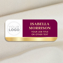 Etiqueta De Nome Logotipo de Funcionário Personalizado Rosa Dourado