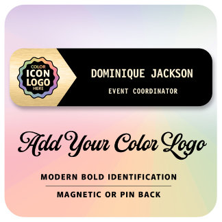 Etiqueta De Nome Logotipo de negócios de cores Preto Dourado Chevro