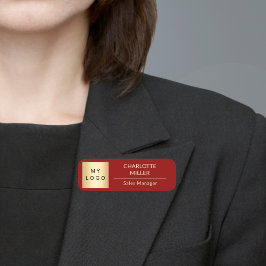 Etiqueta De Nome Logotipo de negócios vermelho moderno para funcion