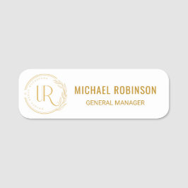 Etiqueta De Nome Logotipo de Script Dourado de Nome de Funcionário 