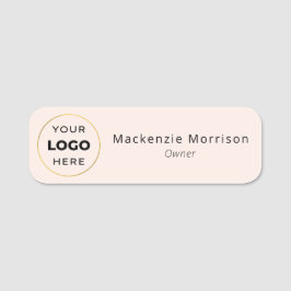 Etiqueta De Nome Logotipo do Salão de Maquiagem Rosa Bege Preto