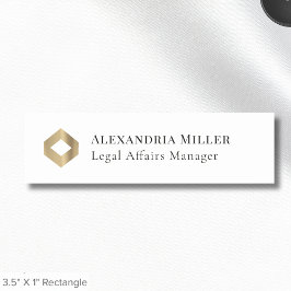Etiqueta De Nome Logotipo Dourado branco preto clássico