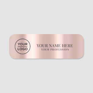 Etiqueta De Nome Logotipo Dourado do rosa magnético do funcionário,