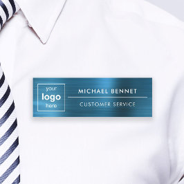 Etiqueta De Nome Logotipo Elegante Blue Professional Business