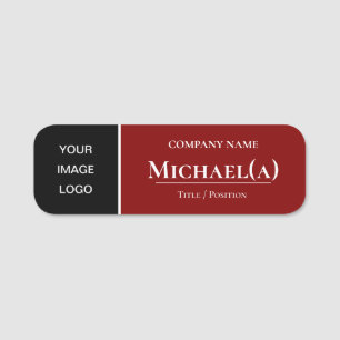 Etiqueta De Nome LOGOTIPO Elegante da empresa Black & Dark Red Prof