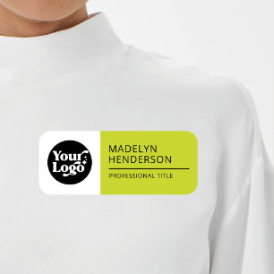 Etiqueta De Nome Logotipo Empresarial Branco Amarelo Verde Ímã de F