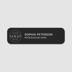 Etiqueta De Nome Logotipo Empresarial Funcionário Equipe Minimal Mo