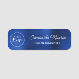 Etiqueta De Nome Logotipo Empresarial Navy Azul Real Folheado