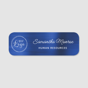 Etiqueta De Nome Logotipo Empresarial Navy Azul Real Folheado
