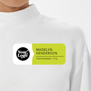 Etiqueta De Nome Logotipo Empresarial Verde Amarelo Branco Magnétic