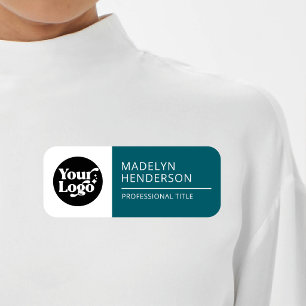 Etiqueta De Nome Logotipo Empresarial Verde Branco Ímã de Funcionár