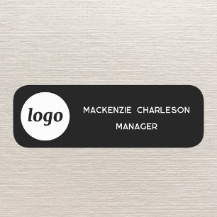 Etiqueta De Nome Logotipo Funcionários Equipe Preto Magnético ou Br