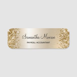 Etiqueta De Nome Logotipo Glam Pearl Pastel Brilho Dourado