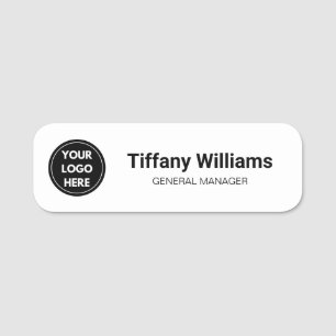 Etiqueta De Nome Logotipo Personalizado Branco Simples Profissional