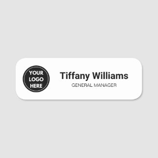 Etiqueta De Nome Logotipo Personalizado Branco Simples Profissional