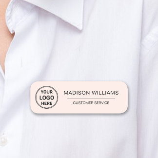 Etiqueta De Nome Logotipo Personalizado - Cor-de-rosa magnético