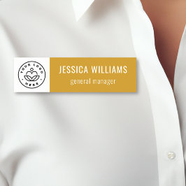 Etiqueta De Nome Logotipo Personalizado da Empresa Amarelo Mostarda