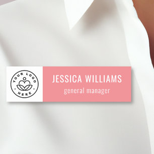 Etiqueta De Nome Logotipo Personalizado da Empresa Rosa Funcionário
