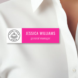 Etiqueta De Nome Logotipo Personalizado da Empresa Rosa Neon Funcio