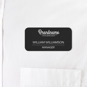 Etiqueta De Nome Logotipo Personalizado de Branco Preto