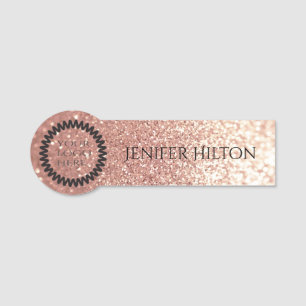 Etiqueta De Nome Logotipo personalizado elegante de glittery rosa d