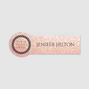Etiqueta De Nome Logotipo personalizado elegante de glittery rosa d
