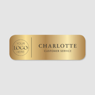 Etiqueta De Nome Logotipo Personalizado em Grafite Dourado para Fun
