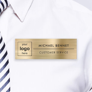 Etiqueta De Nome Logotipo Personalizado Empresa Dourada Elegante
