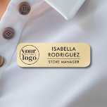 Etiqueta De Nome Logotipo Personalizado - Falso Dourado do Pino de<br><div class="desc">Procurando nomes de etiqueta de marca para seus funcionários? Veja este logotipo personalizado Nome de etiqueta Dourado Faux Pin de Segurança Magnética do Funcionário. Você pode adicionar seu logotipo e detalhes muito facilmente ou personalizar ainda mais usando a ferramenta design. Feliz branding!</div>