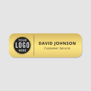 Etiqueta De Nome Logotipo Personalizado Falso Metálico Dourado Aten