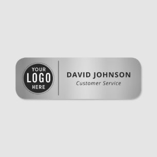 Etiqueta De Nome Logotipo Personalizado Falso Metálico Prata Atendi