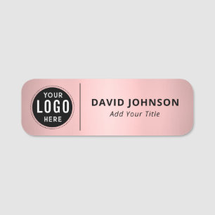 Etiqueta De Nome Logotipo Personalizado Falso Metálico Rosa Dourado