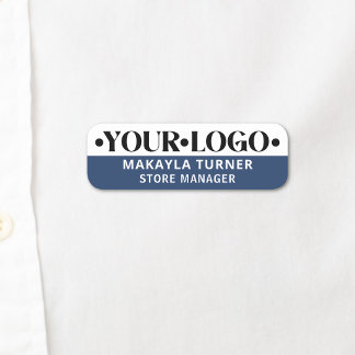 Etiqueta De Nome Logotipo Personalizado Funcionário Azul